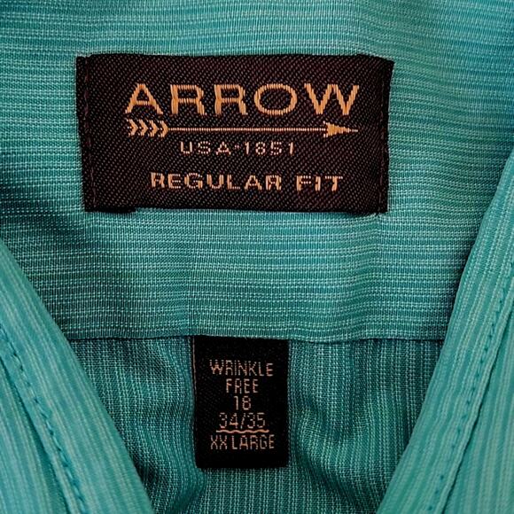 Arrow Mens Wrinkle Free Long Sleeved Button Front and Cuff Dress Shirt Size XXL - Picture 7 of 10